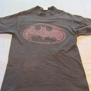 Mens Vintage 80s Batman Logo T Shirt Sz M Black and Purple